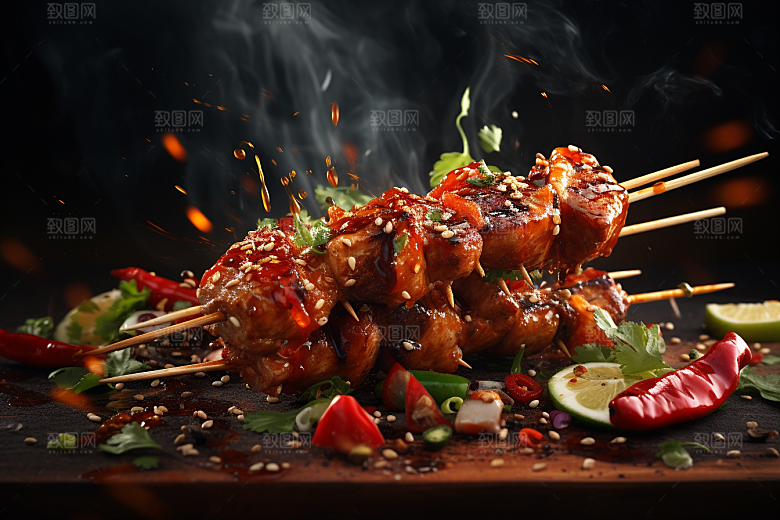 BBQ烧烤肉串广告摄影图