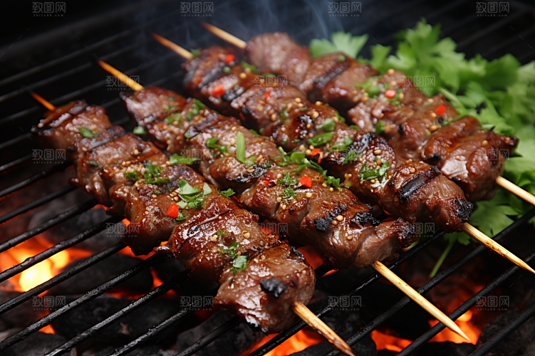 BBQ烧烤火辣肉类摄影图
