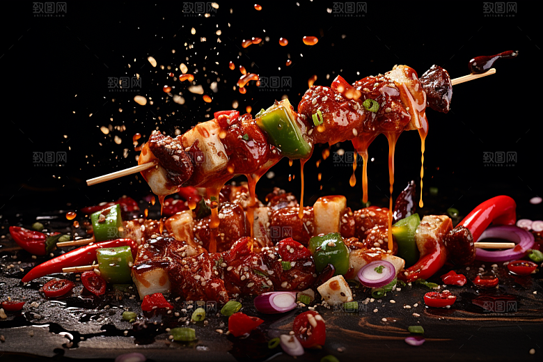 BBQ烧烤肉类火辣摄影图