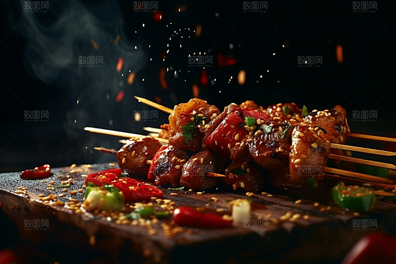 BBQ烧烤火辣聚餐摄影图