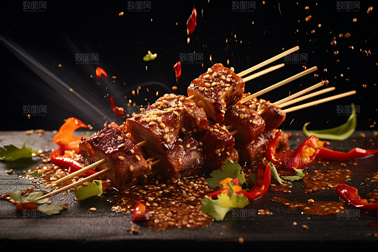 BBQ烧烤美食聚餐摄影图