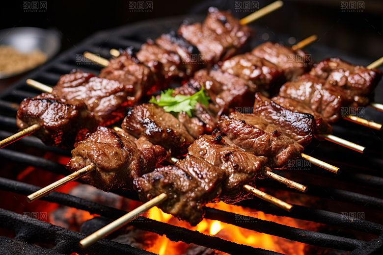 BBQ烧烤美味肉串摄影图