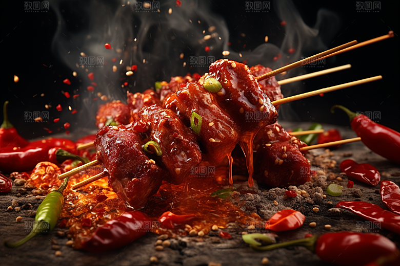 BBQ烧烤美味烤串摄影图
