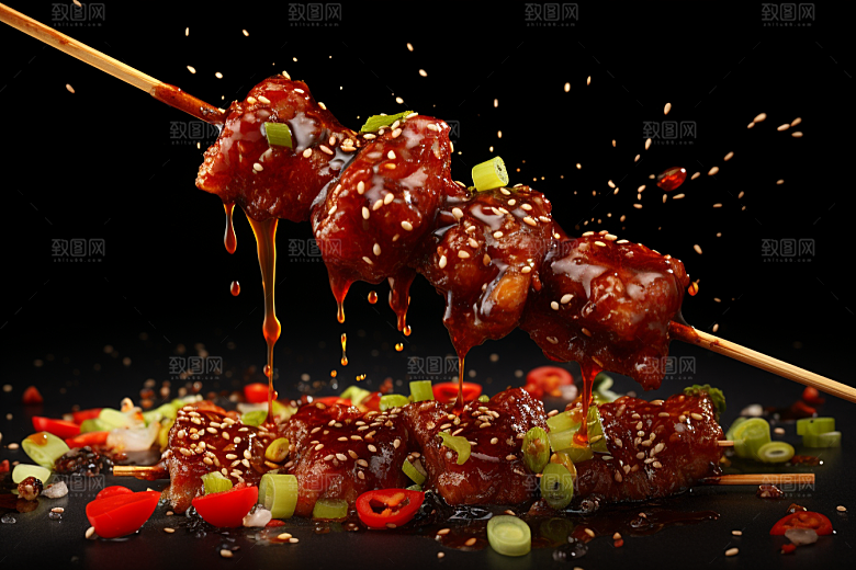 BBQ烧烤美食肉串摄影图