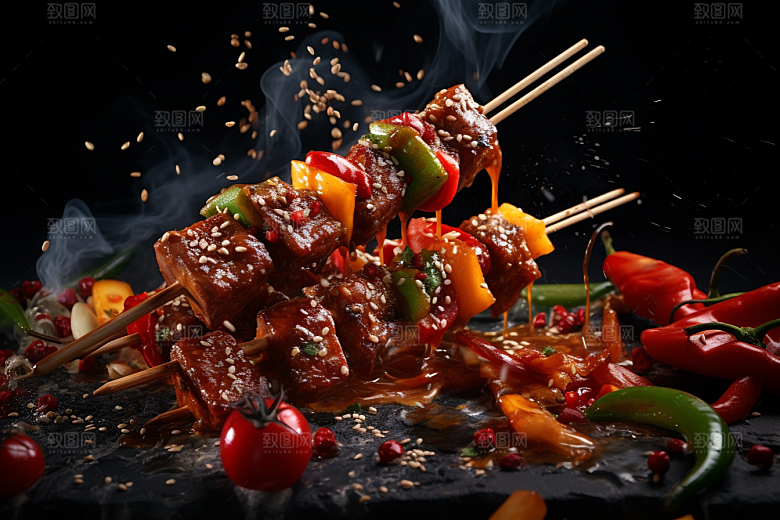BBQ烧烤肉食聚会摄影图