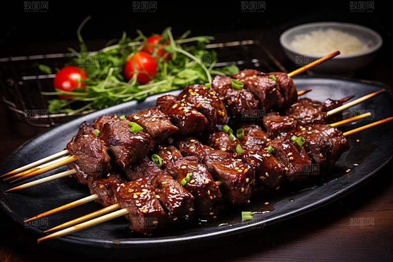 BBQ烧烤美食肉串摄影图