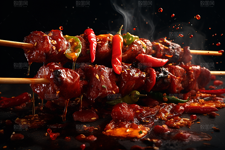 BBQ烧烤肉串肉类摄影图