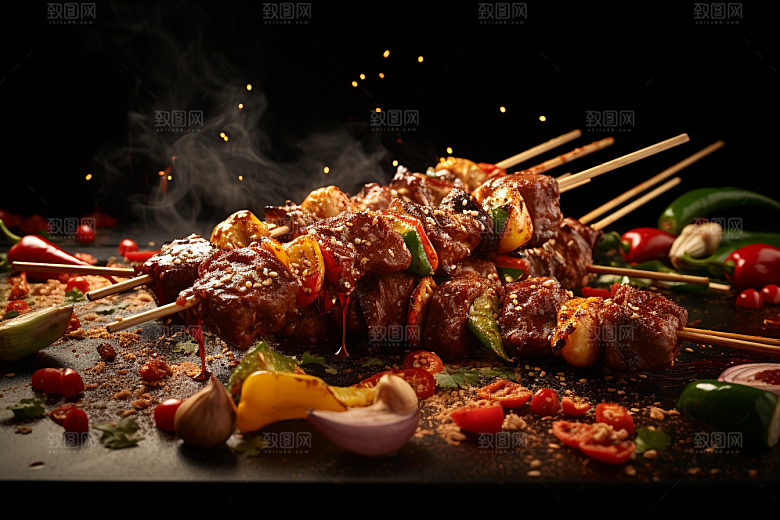BBQ烧烤肉食聚会摄影图