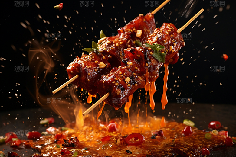 BBQ烧烤聚餐火辣摄影图