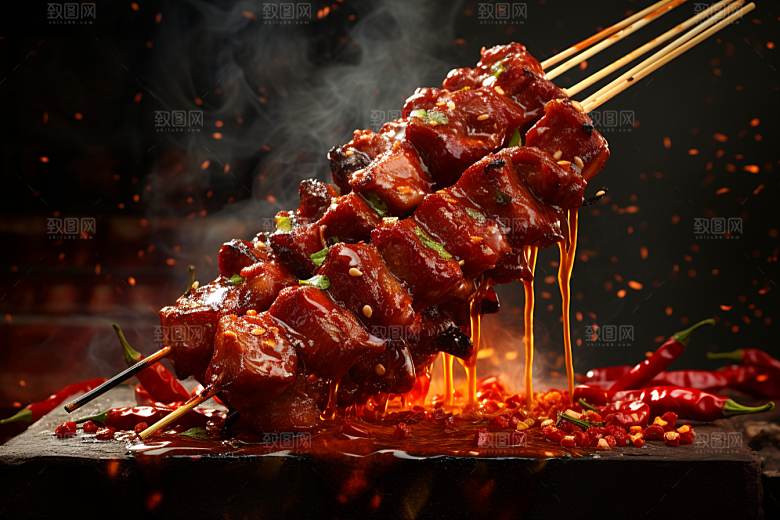BBQ烧烤火热美味摄影图