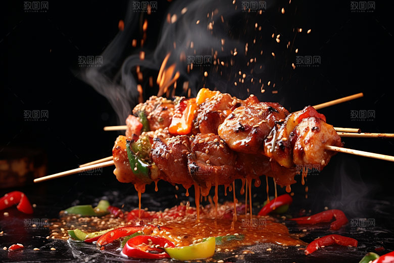 BBQ烧烤肉串广告摄影图