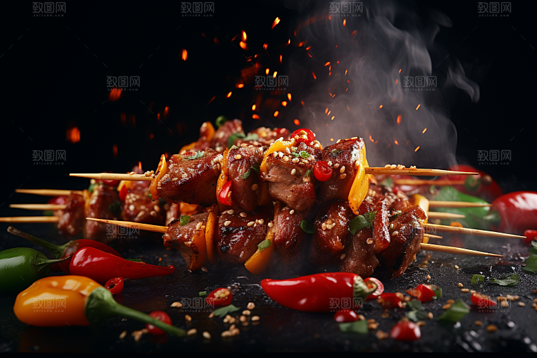 BBQ烧烤聚会烤串摄影图