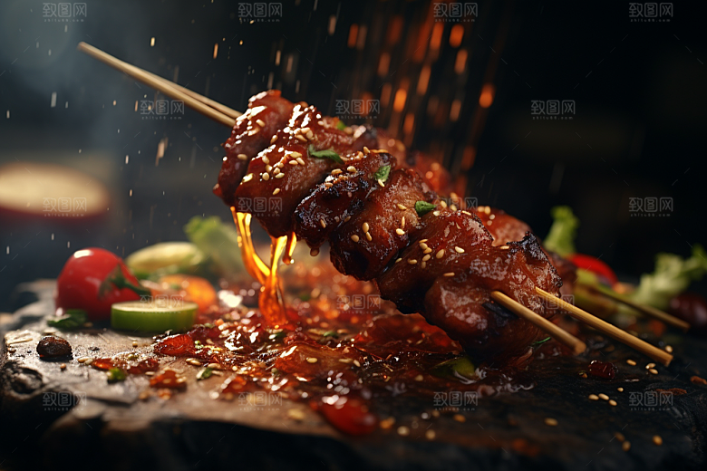 BBQ烧烤烤串肉串摄影图