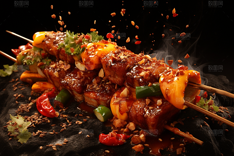BBQ烧烤烤串肉食摄影图