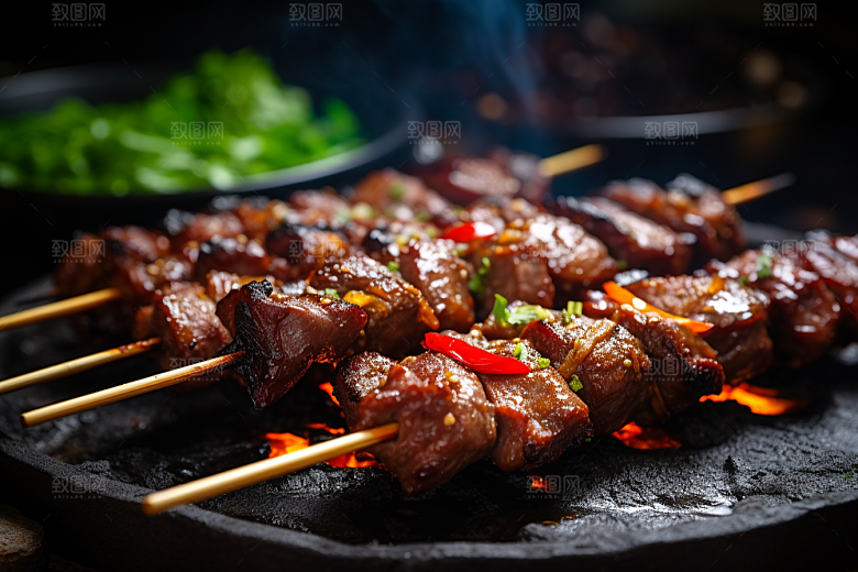 BBQ烧烤烤串肉串摄影图