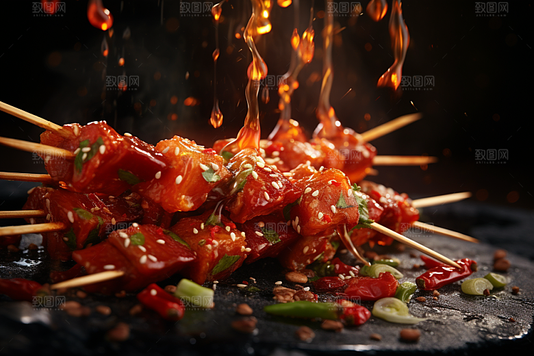 BBQ烧烤火辣肉类摄影图
