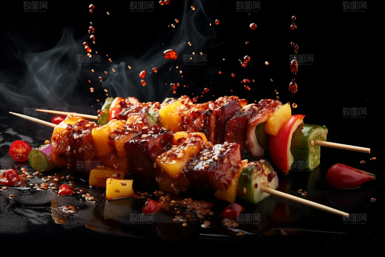 BBQ烧烤美食火热摄影图