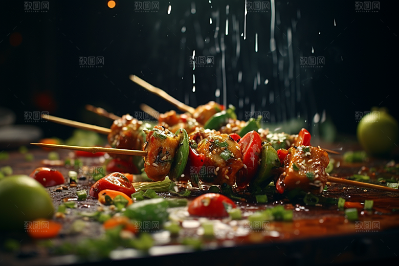 BBQ烧烤肉食美食摄影图