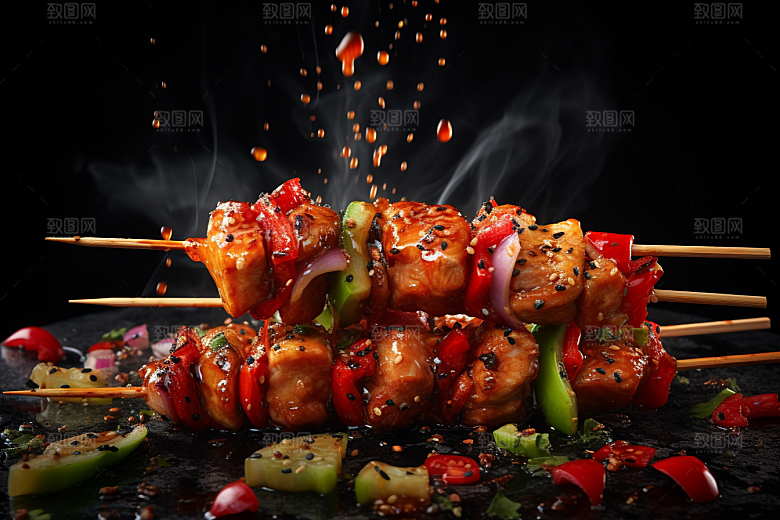 BBQ烧烤火热烤串摄影图