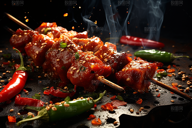 BBQ烧烤肉串肉类摄影图