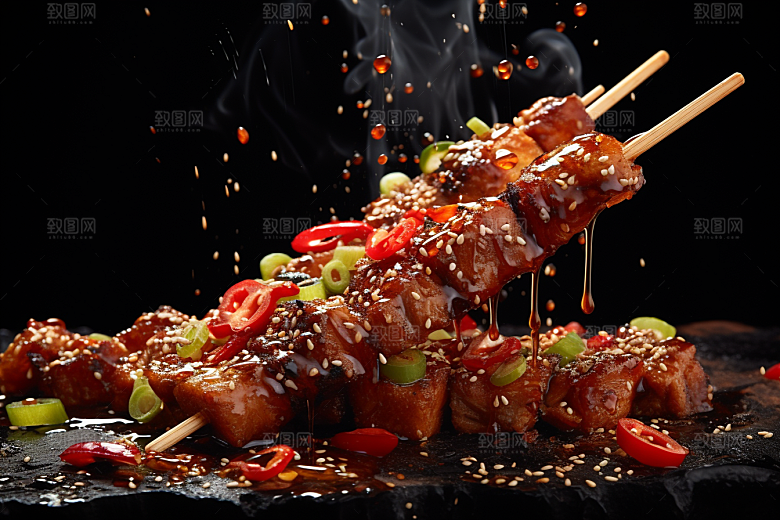 BBQ烧烤肉类火辣摄影图