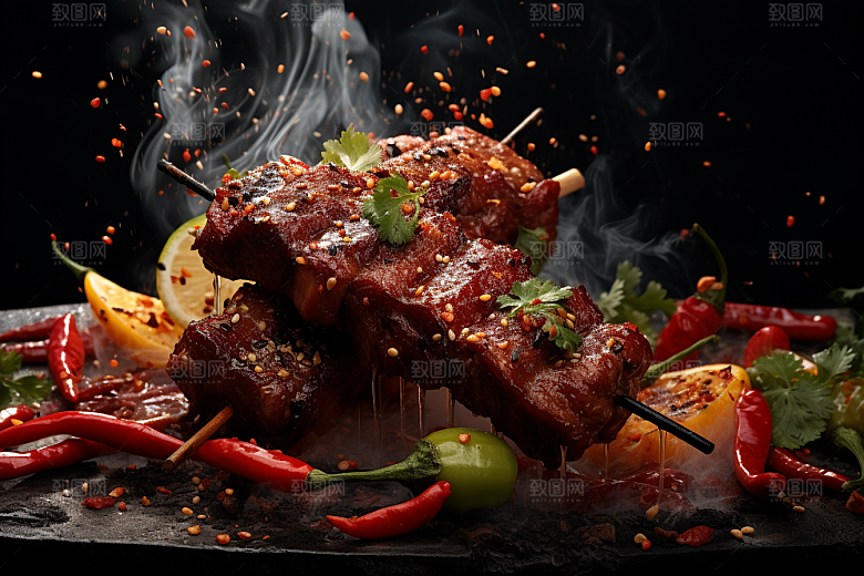 BBQ烧烤肉食聚会摄影图