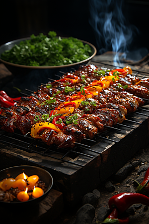 BBQ烧烤聚餐高清摄影图