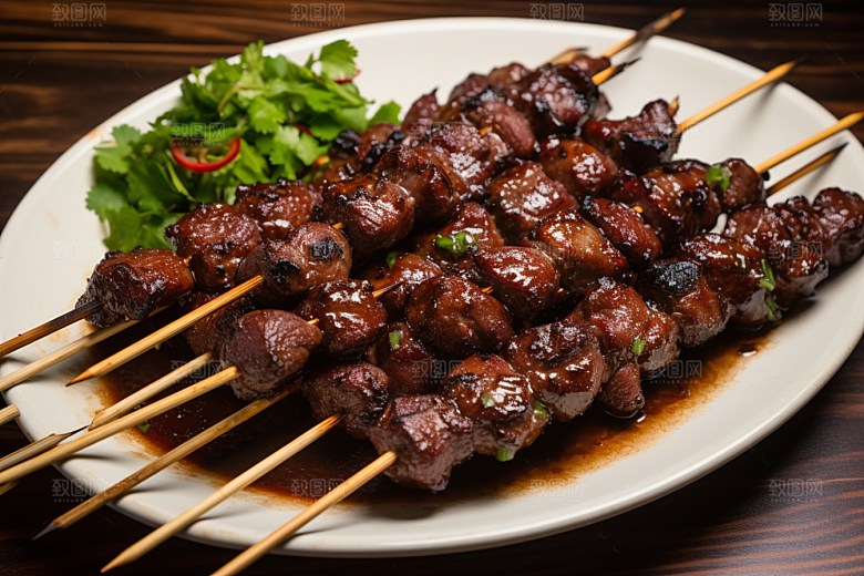 BBQ烧烤高清肉串摄影图