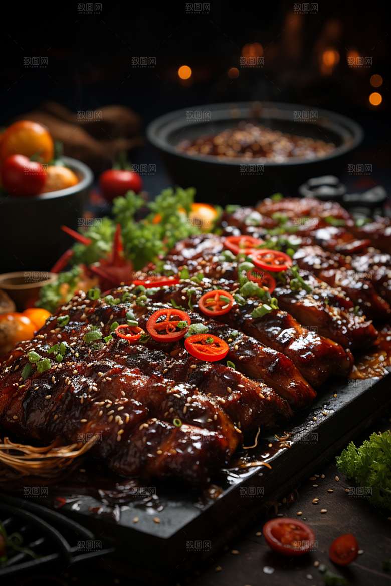 BBQ烧烤聚餐烤串摄影图