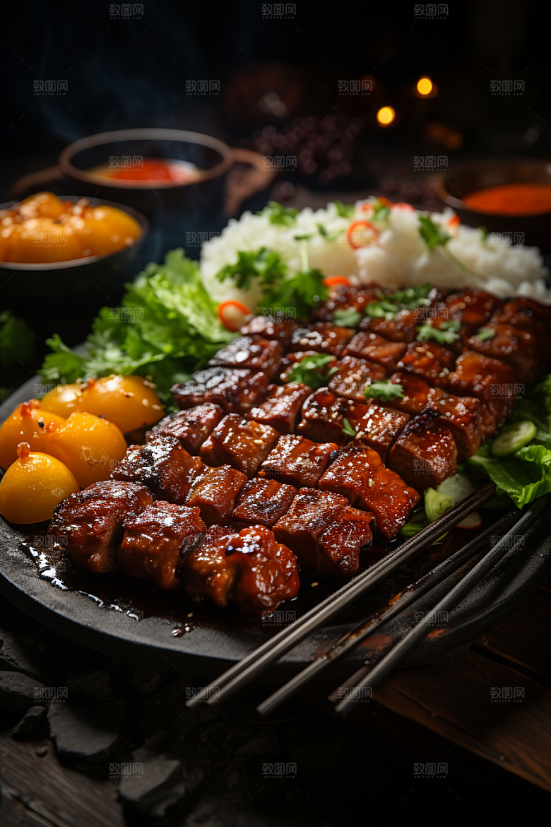 BBQ烧烤聚会美食摄影图