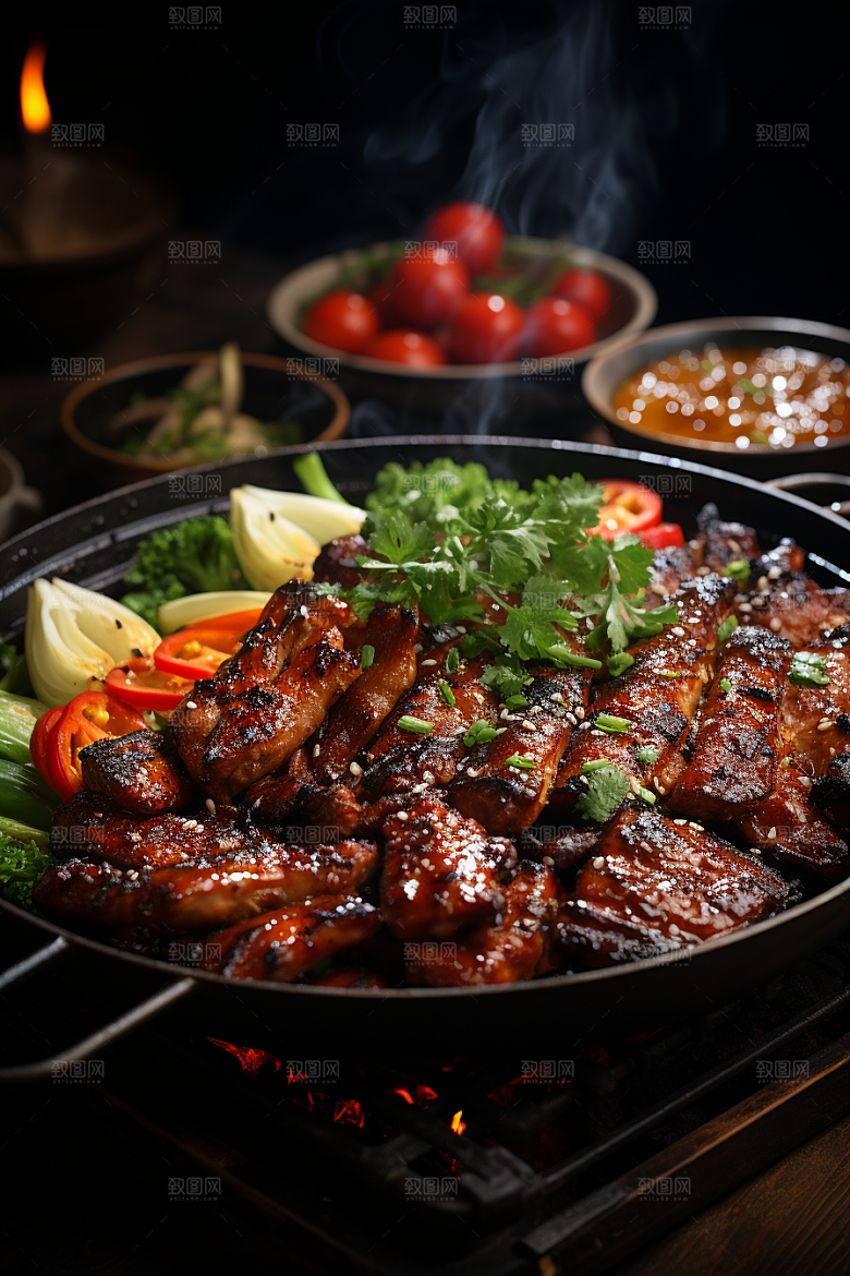 BBQ烧烤美味火辣摄影图