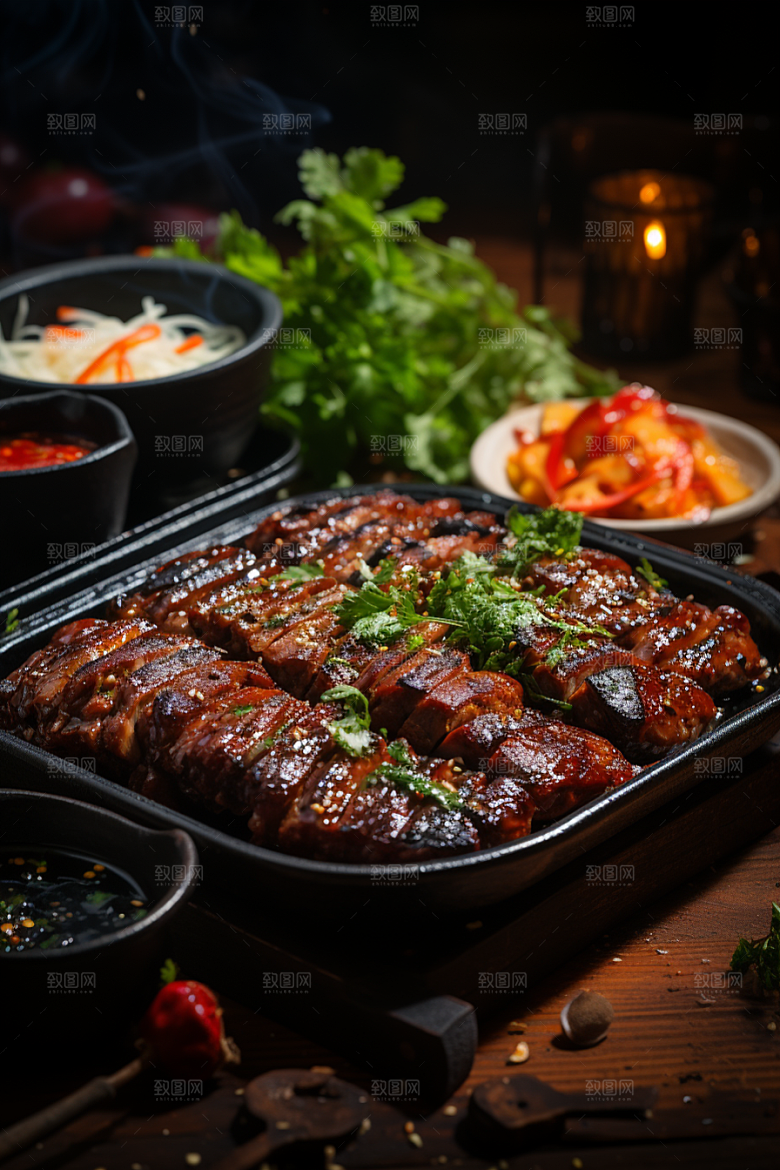 BBQ烧烤火热聚餐摄影图