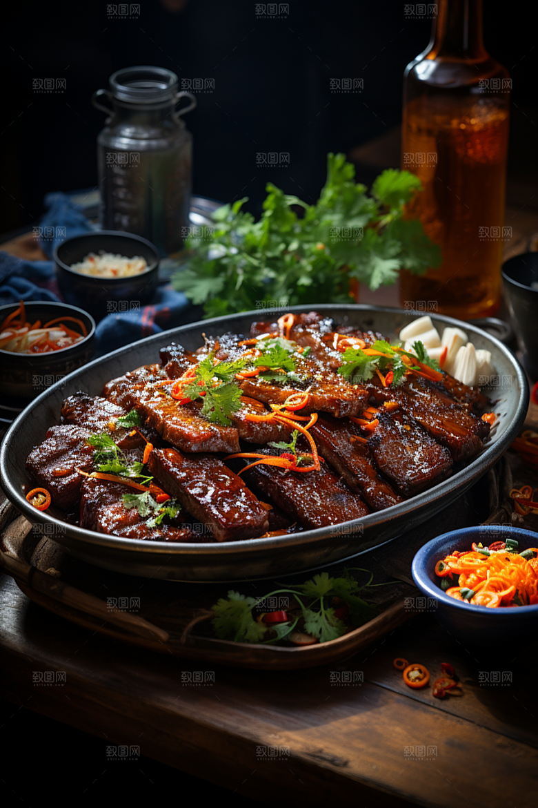 BBQ烧烤火辣肉类摄影图