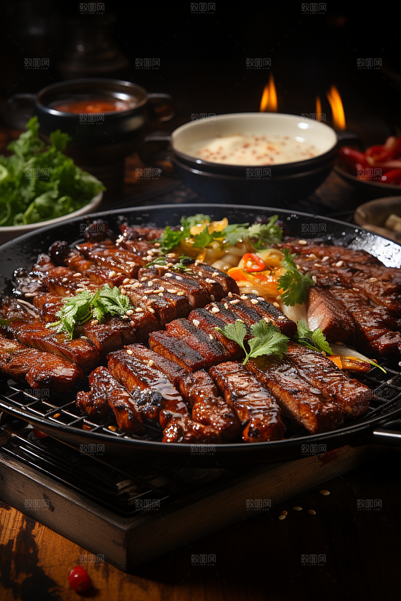 BBQ烧烤聚会肉串摄影图