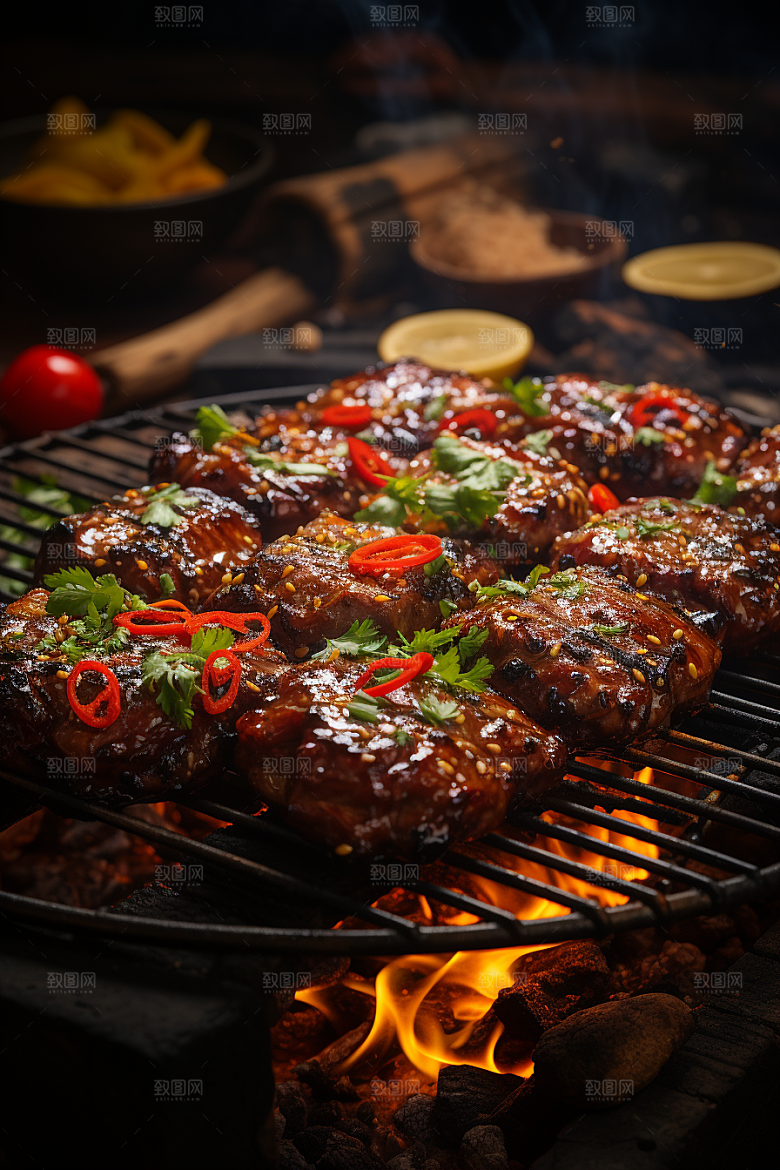 BBQ烧烤高清烤串摄影图
