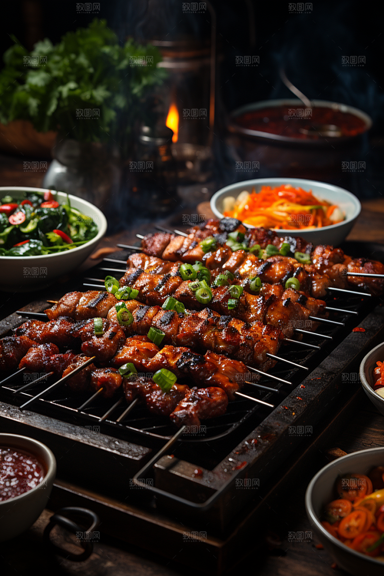BBQ烧烤肉串烤串摄影图