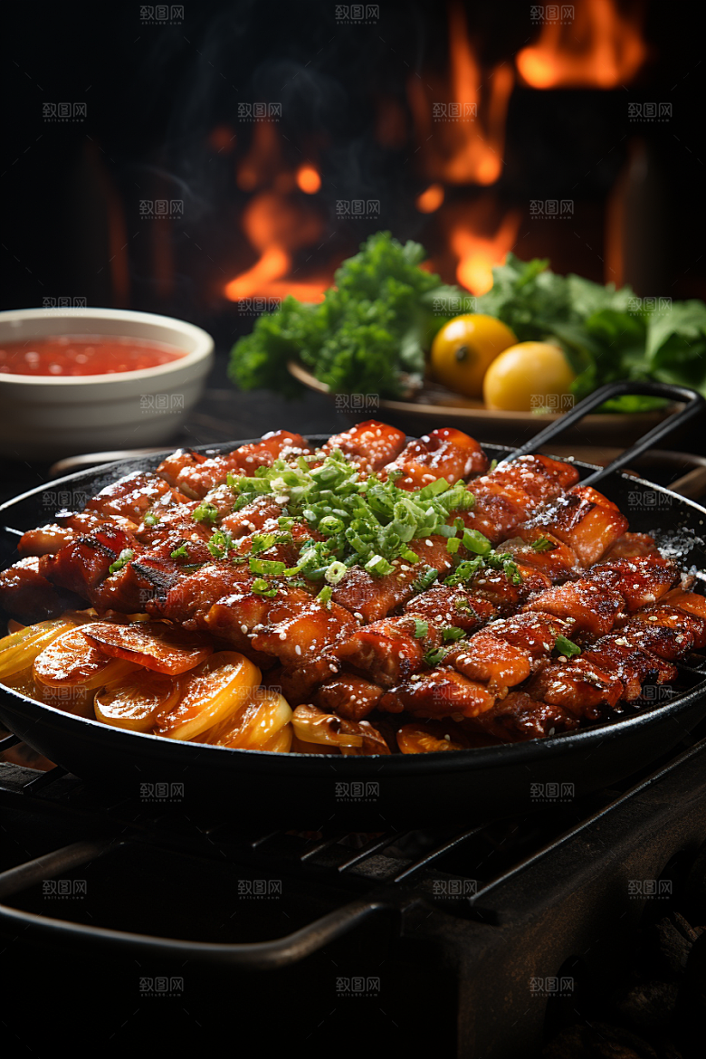 BBQ烧烤肉串肉食摄影图