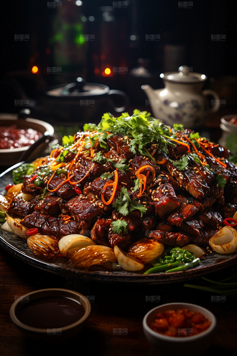 BBQ烧烤美食聚餐摄影图