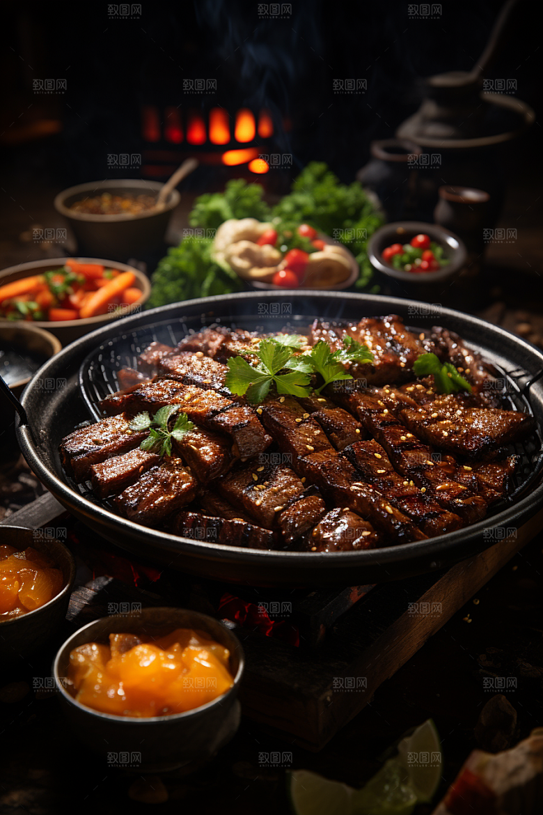 BBQ烧烤烤串肉串摄影图