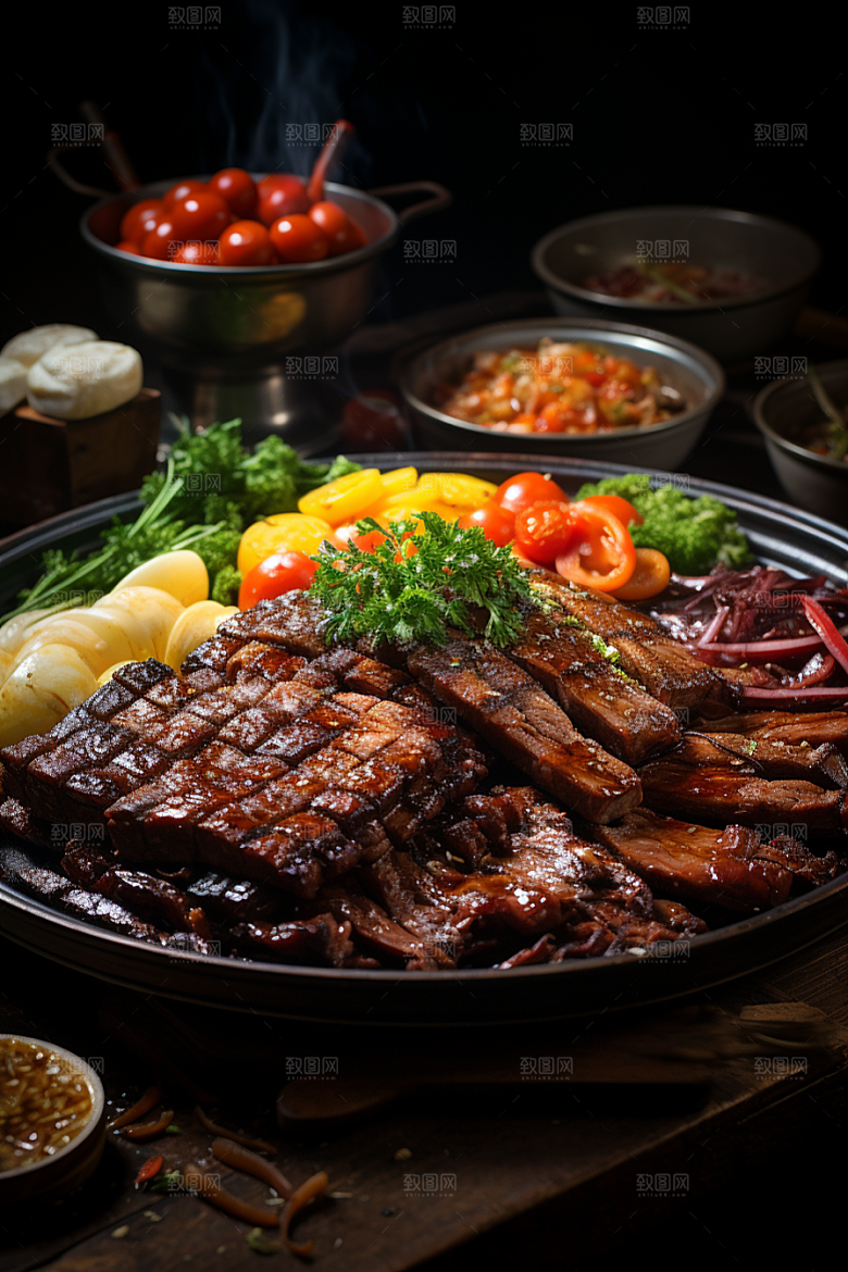 BBQ烧烤聚会美食摄影图
