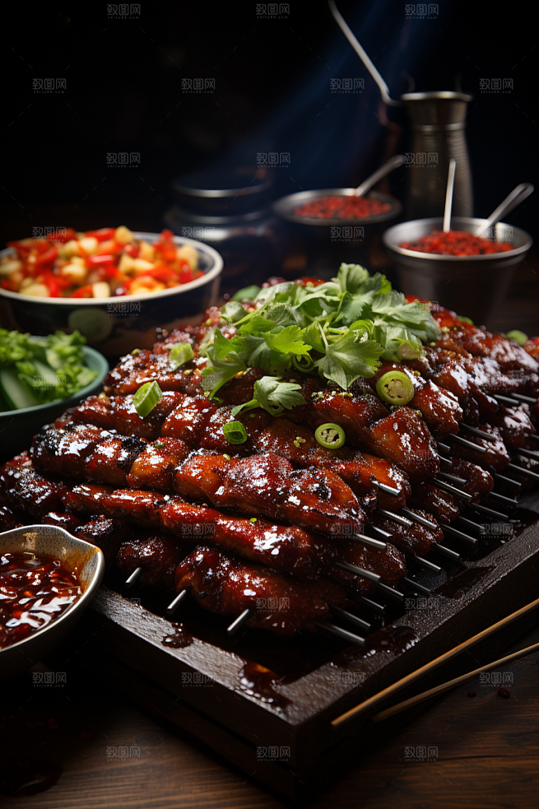 BBQ烧烤美味烤串摄影图