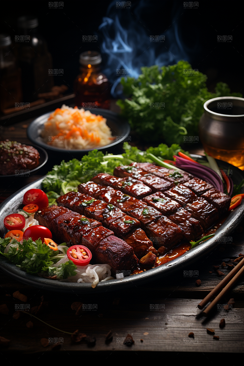 BBQ烧烤肉食美食摄影图