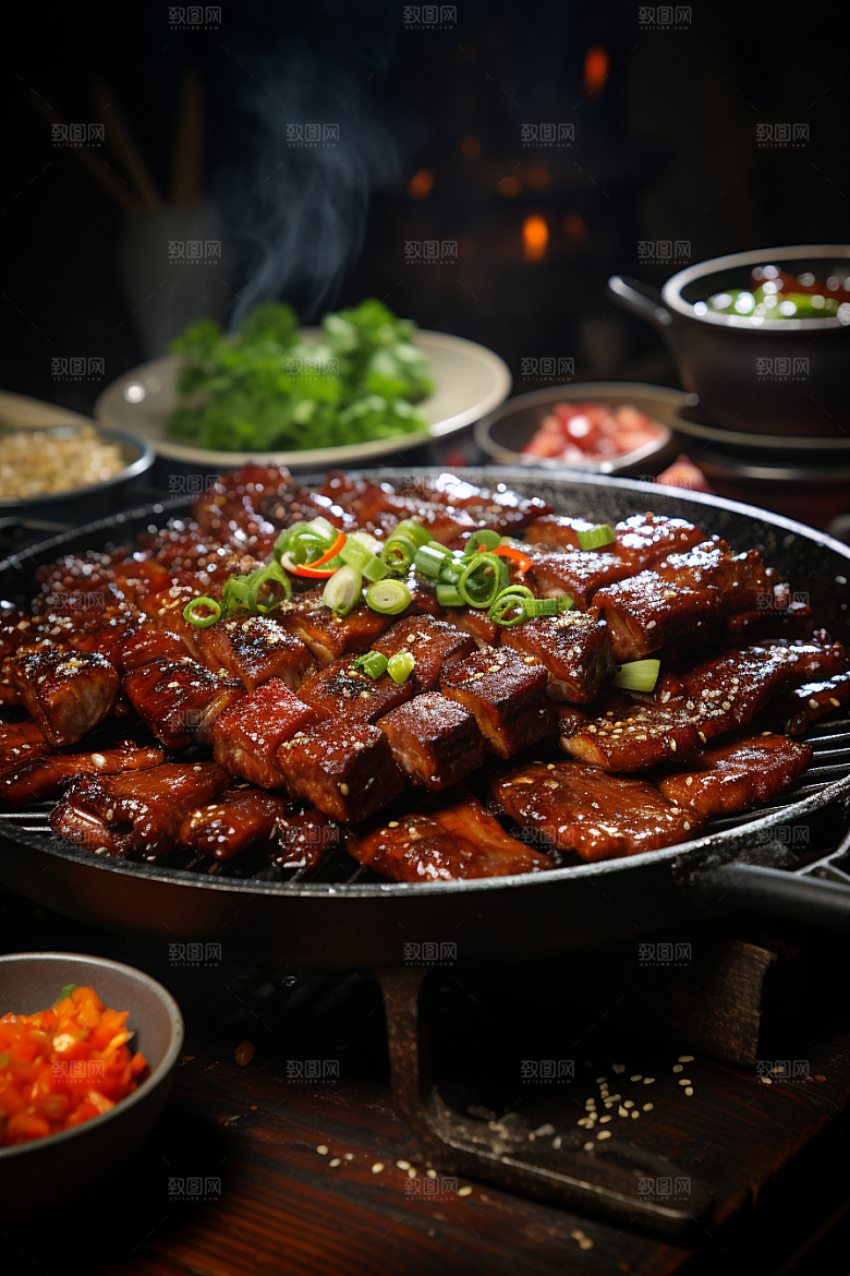 BBQ烧烤火热肉食摄影图