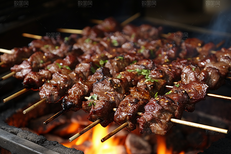 BBQ烧烤美食肉串摄影图