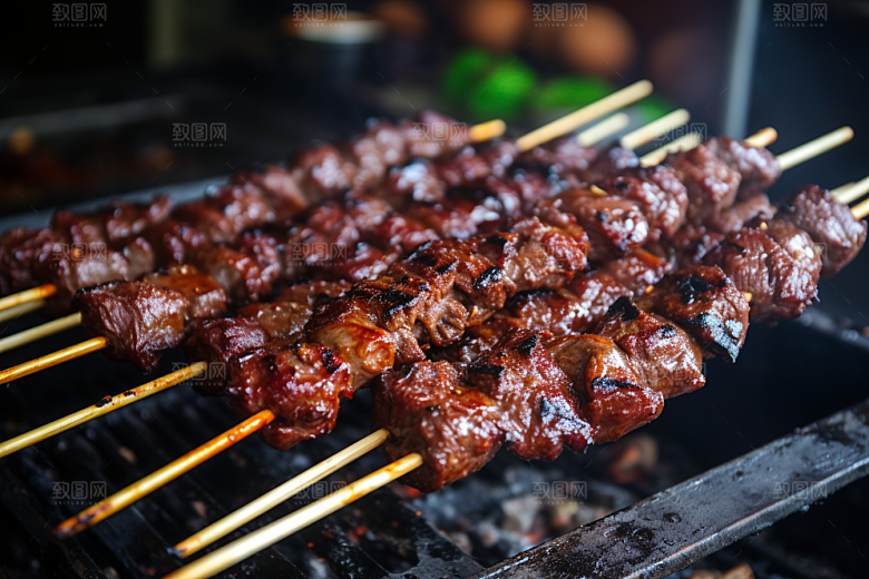 BBQ烧烤烤串肉串摄影图
