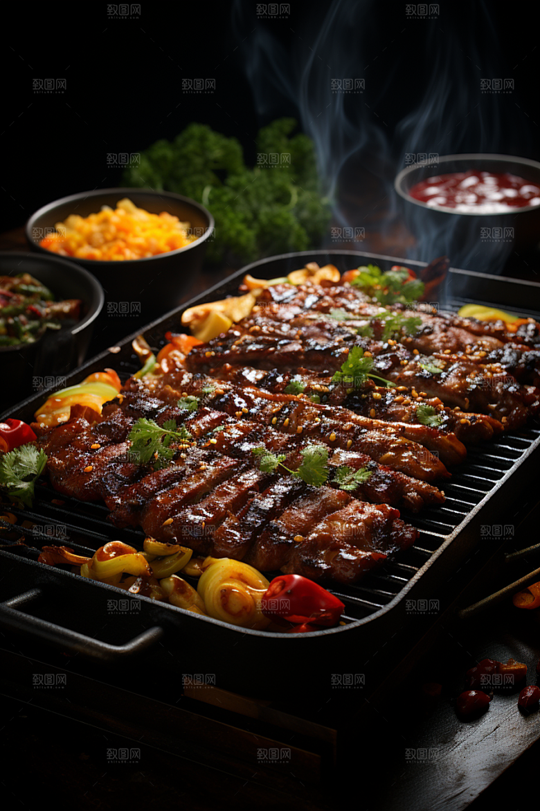 BBQ烧烤高清肉串摄影图