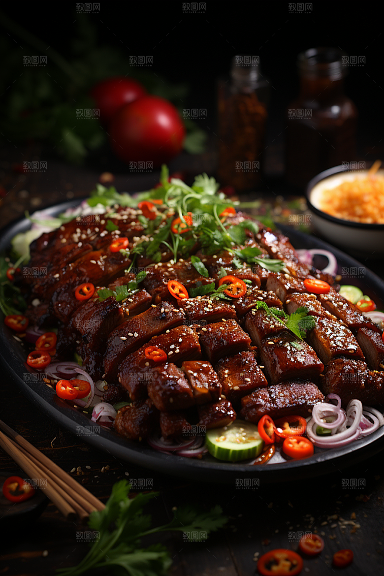 BBQ烧烤火热美食摄影图