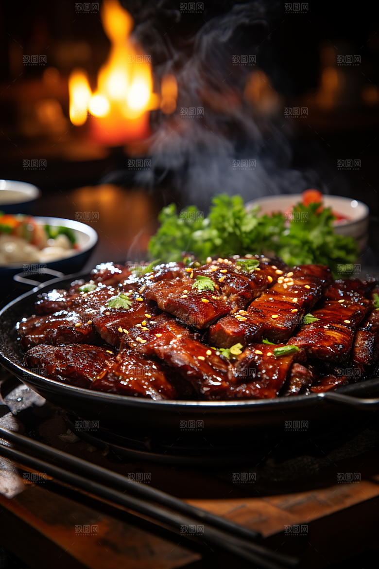 BBQ烧烤火热肉类摄影图