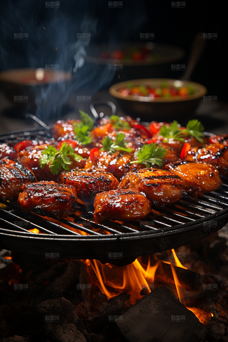 BBQ烧烤聚餐美味摄影图