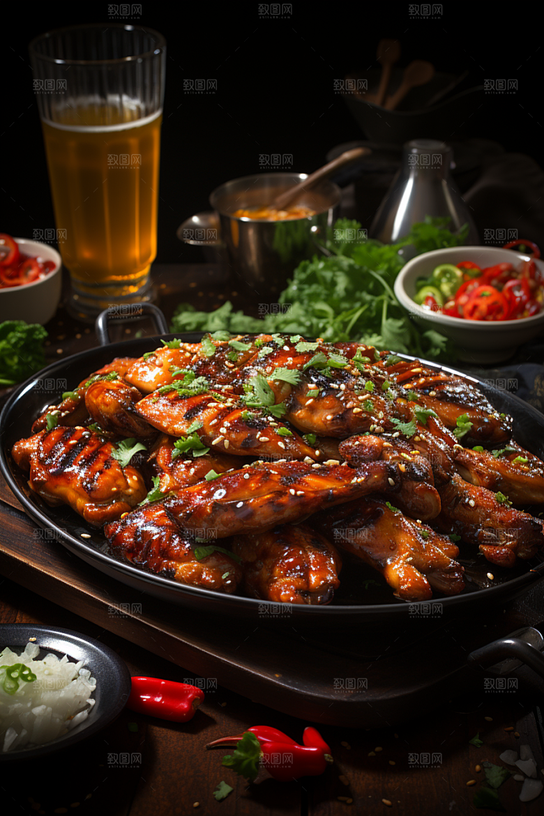BBQ烧烤肉食聚餐摄影图